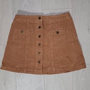 Hight Rise Button Front Corduroy Mini Skirt